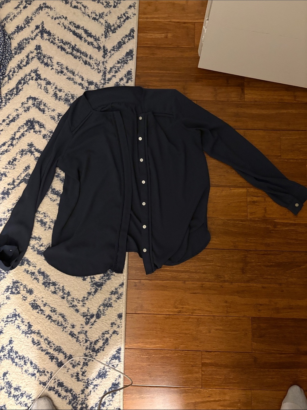 LOFT Navy Button-Down Shirt